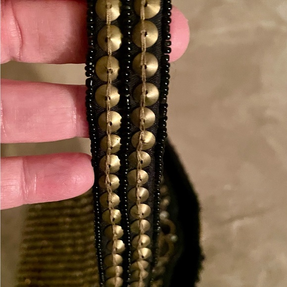 Chic Beaded Black and Gold Shoulder Bag - Picture 6 of 7